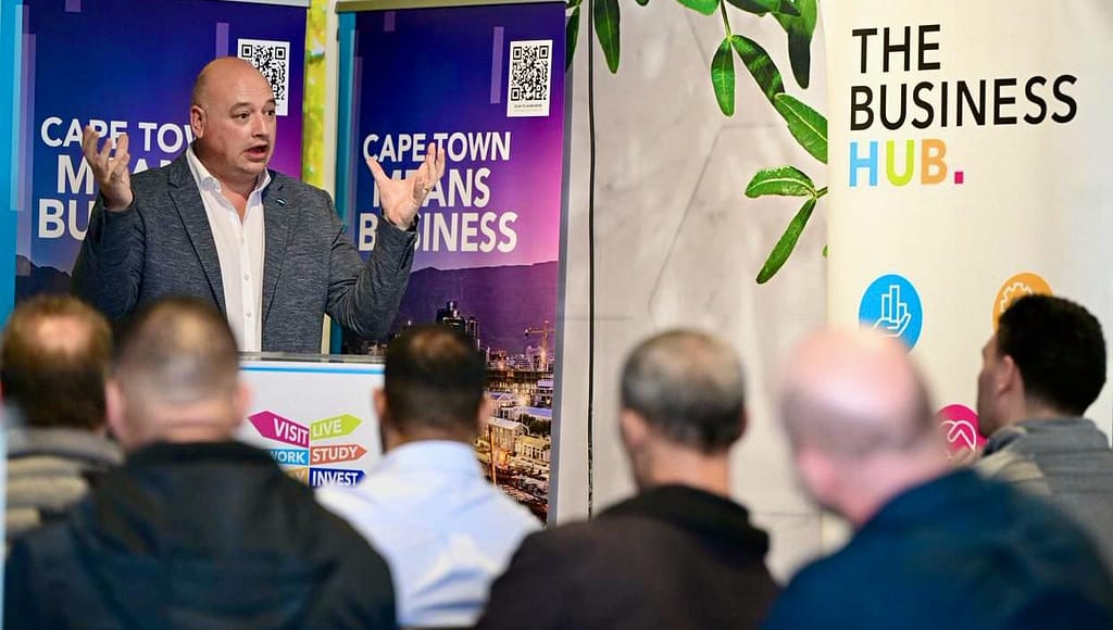 Alderman James Vos, Mayoral Committee Member for Economic Growth, addresses the audience at the BR&E programme launch