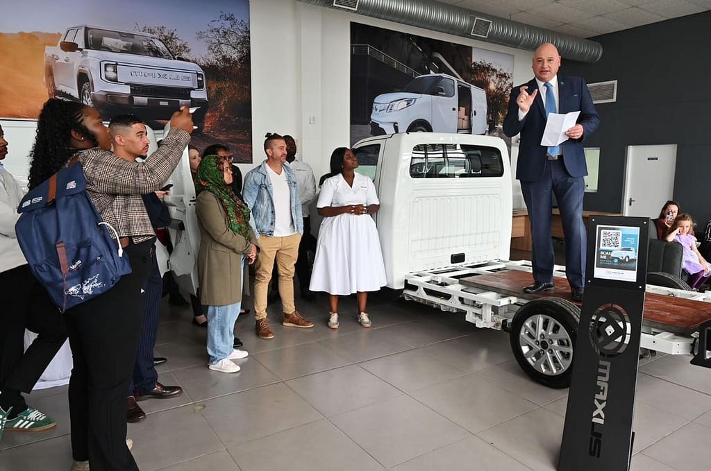 Alderman James Vos, Mayoral Committee Member for Economic Growth addresses attendees at the launch of the Everlectric facility in Paarden Eiland.