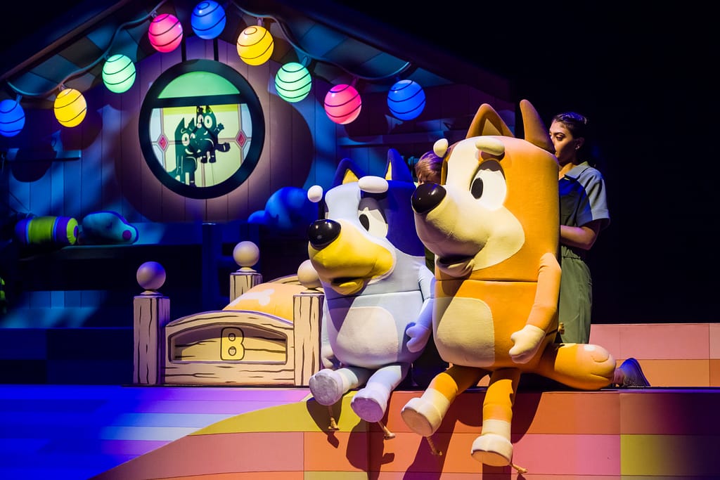 Bluey's Big Play - Bluey and Chilli on stage during show