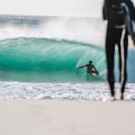 Surfer riding a wave