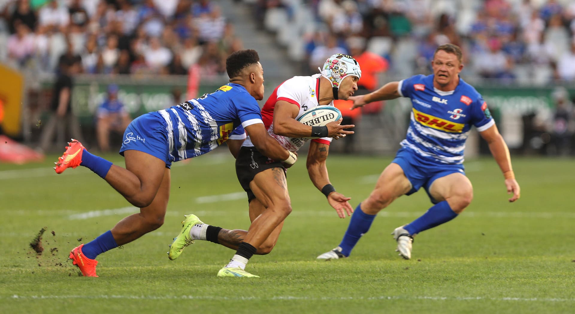 Rugby players on the field at DHL Stadium