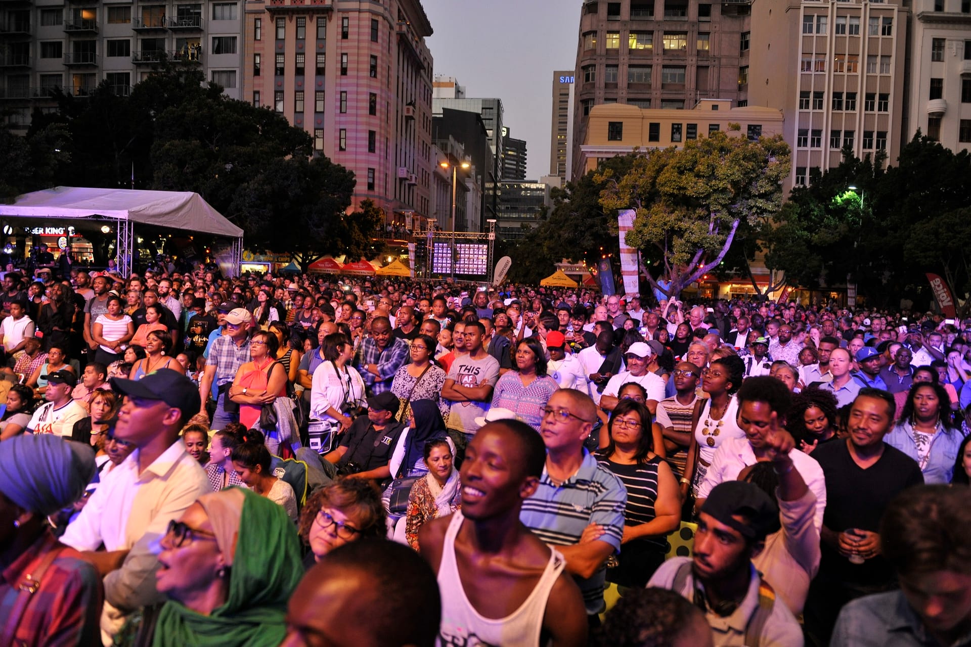 Spectators watch the CTIJF Free Concert on Greenmarket Square